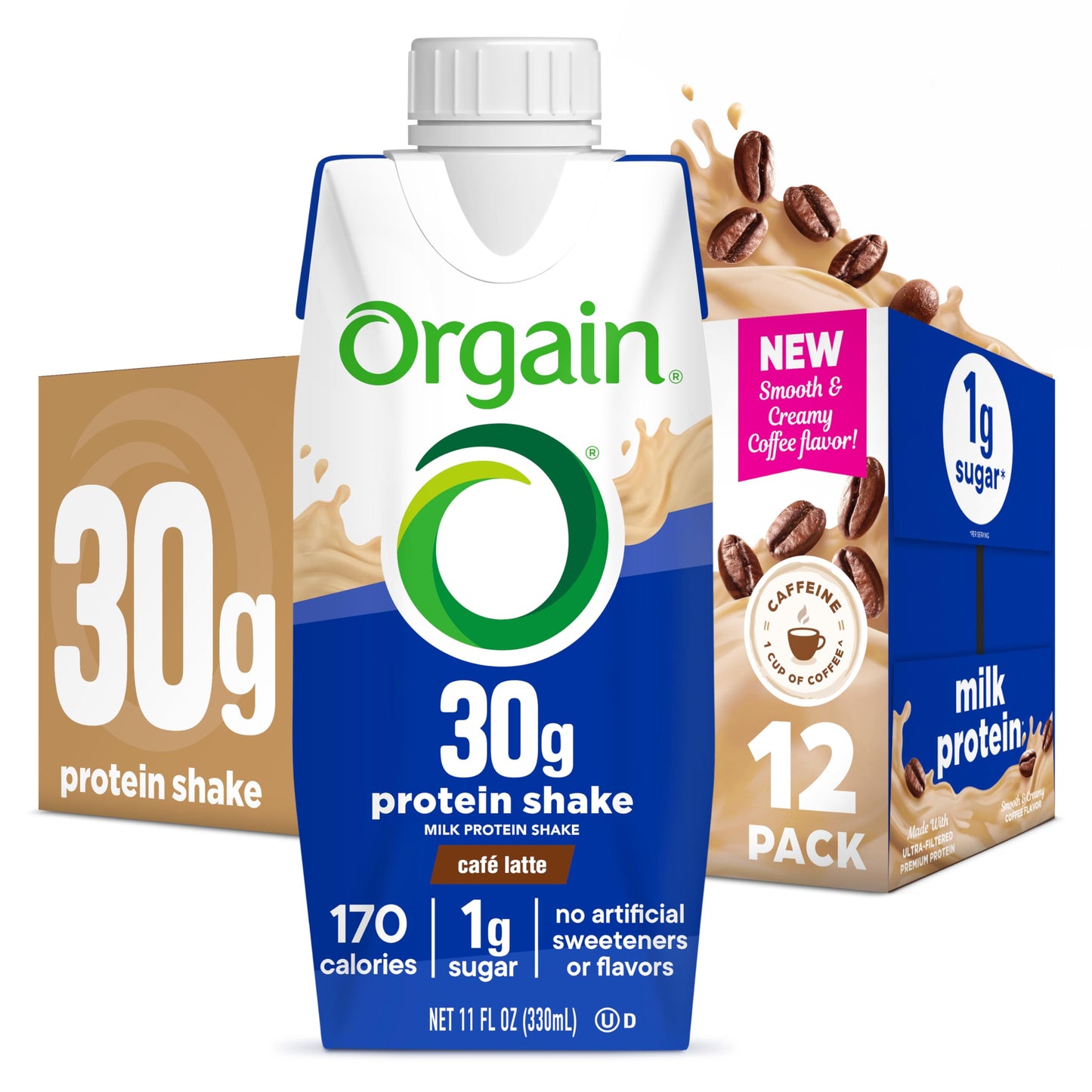Orgain 30g High Protein Dairy Shake, 5g BCAAs, Chocolate, 11 oz, 12pk | Ready to drink dairy isolate milk protein, meal replacement, 1g sugar per serving, keto friendly, gluten free