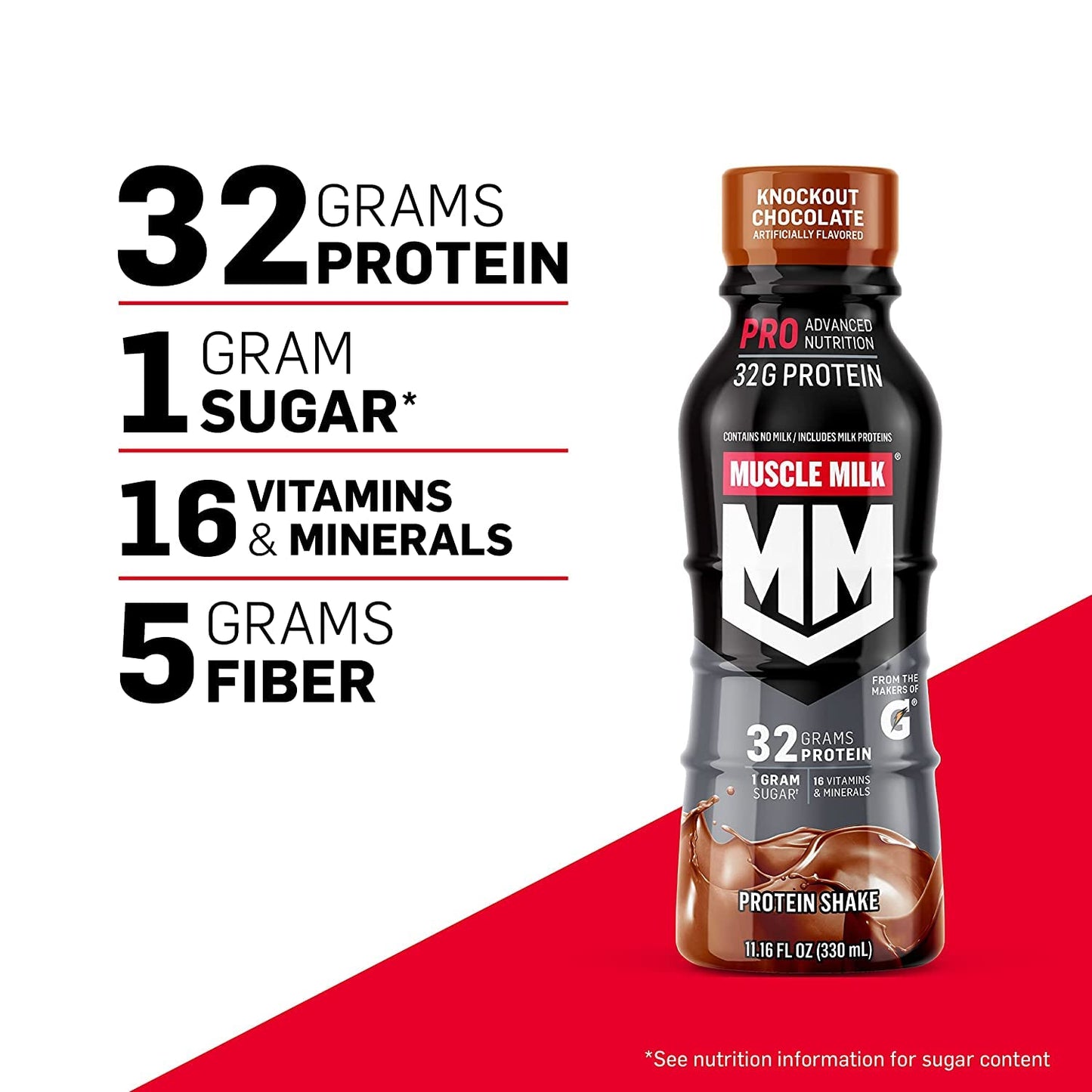 Muscle Milk Pro Advanced Nutrition Protein Shake, Intense Vanilla, 11.16 Fl Oz (Pack of 12), 32g Protein, 1g Sugar, 16 Vitamins & Minerals, 5g Fiber, Workout Recovery, Energizing Snack, Packaging May Vary