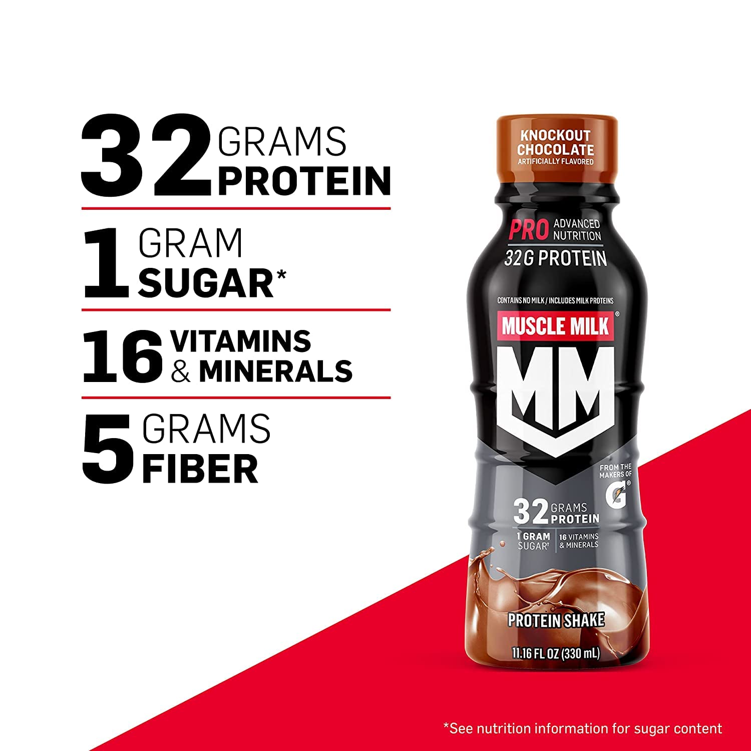 Muscle Milk Pro Advanced Nutrition Protein Shake, Intense Vanilla, 11.16 Fl Oz (Pack of 12), 32g Protein, 1g Sugar, 16 Vitamins & Minerals, 5g Fiber, Workout Recovery, Energizing Snack, Packaging May Vary