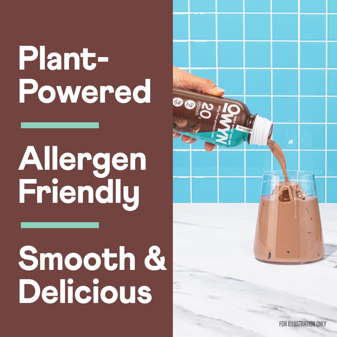 OWYN Only What You Need Dark Chocolate Flavored 20g Protein Shake, 12 Ct | 20g Protein, 4g Sugar, 3g Prebiotic Fiber, Dairy Free, Plant Protein, Gluten Free, Individual 12fl oz Bottles