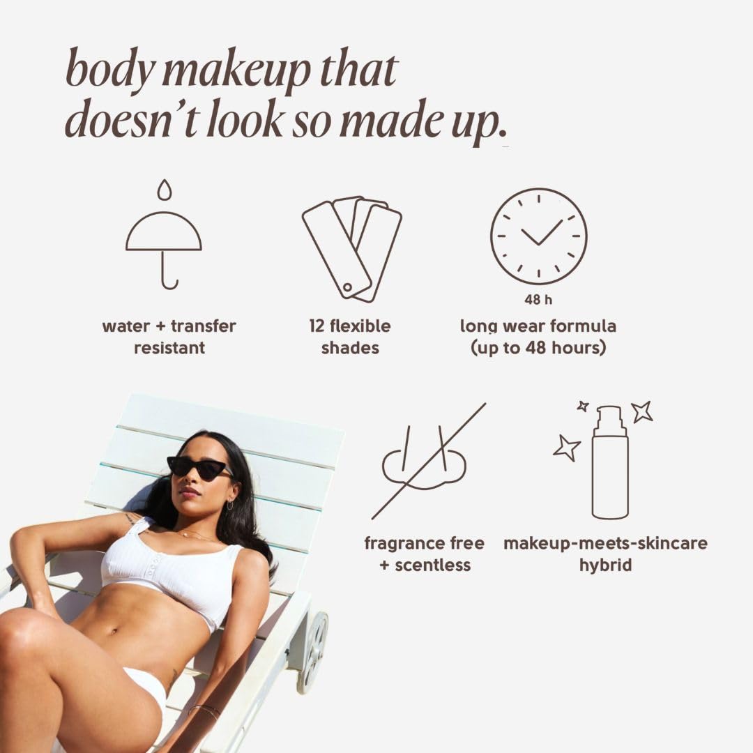 Tinge Body Makeup, Water & Transfer Resistant, Medium Coverage Cream, Lasts Up to 48 Hours, For All Skin Types, Fragrance Free, Vegan, American Made, 3.38 Fl Oz. - Tan Neutral