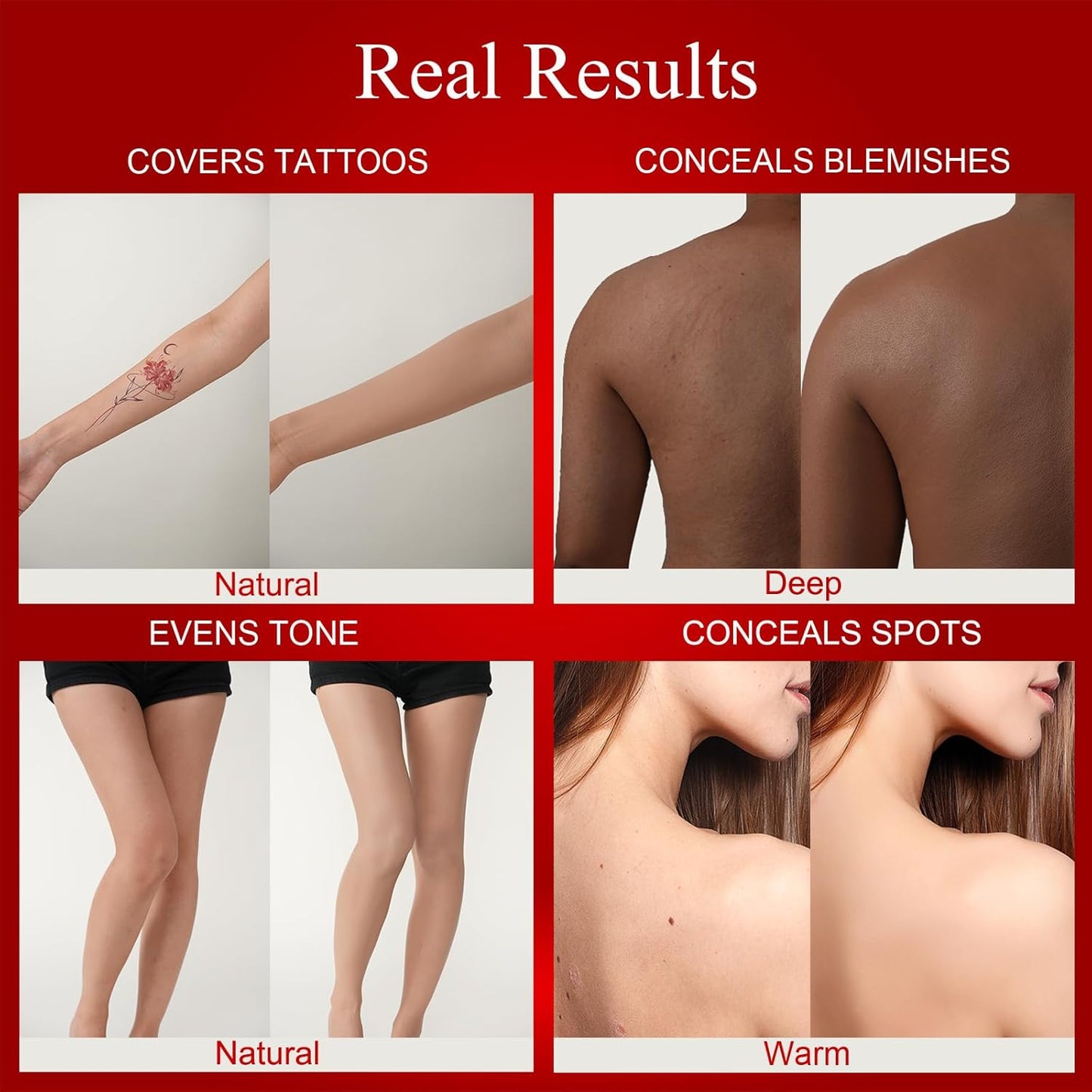 Tattoo Cover Up Makeup Waterproof,No Transfer Body Coverage Perfector, Body Foundation & Tattoo Concealer (Natural)