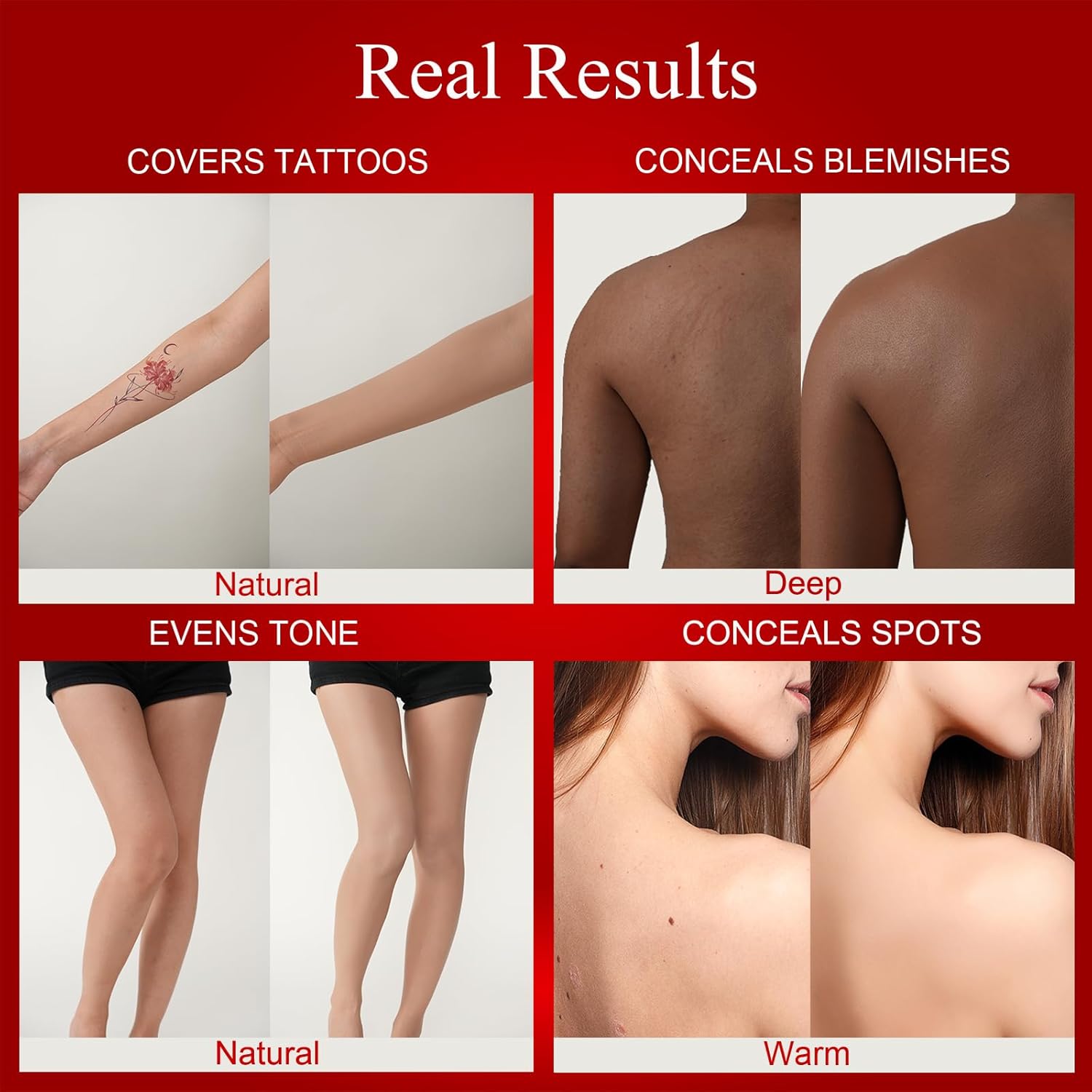 Tattoo Cover Up Makeup Waterproof,No Transfer Body Coverage Perfector, Body Foundation & Tattoo Concealer (Natural)