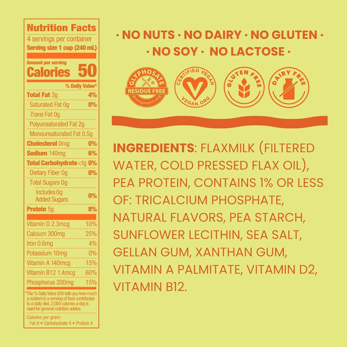 Good Karma Unsweetened Flaxmilk+Protein, 32 Fl Oz Cartons (Pack of 6)