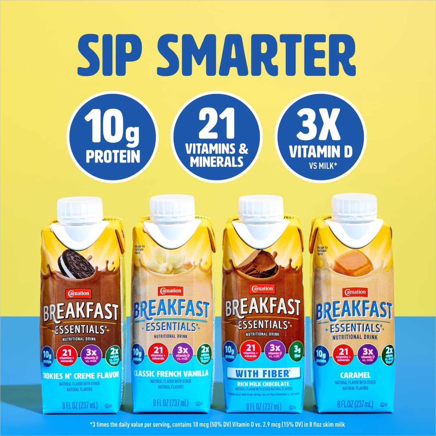 Carnation Breakfast Essentials Ready to Drink with Fiber, Chocolate, 24 pk