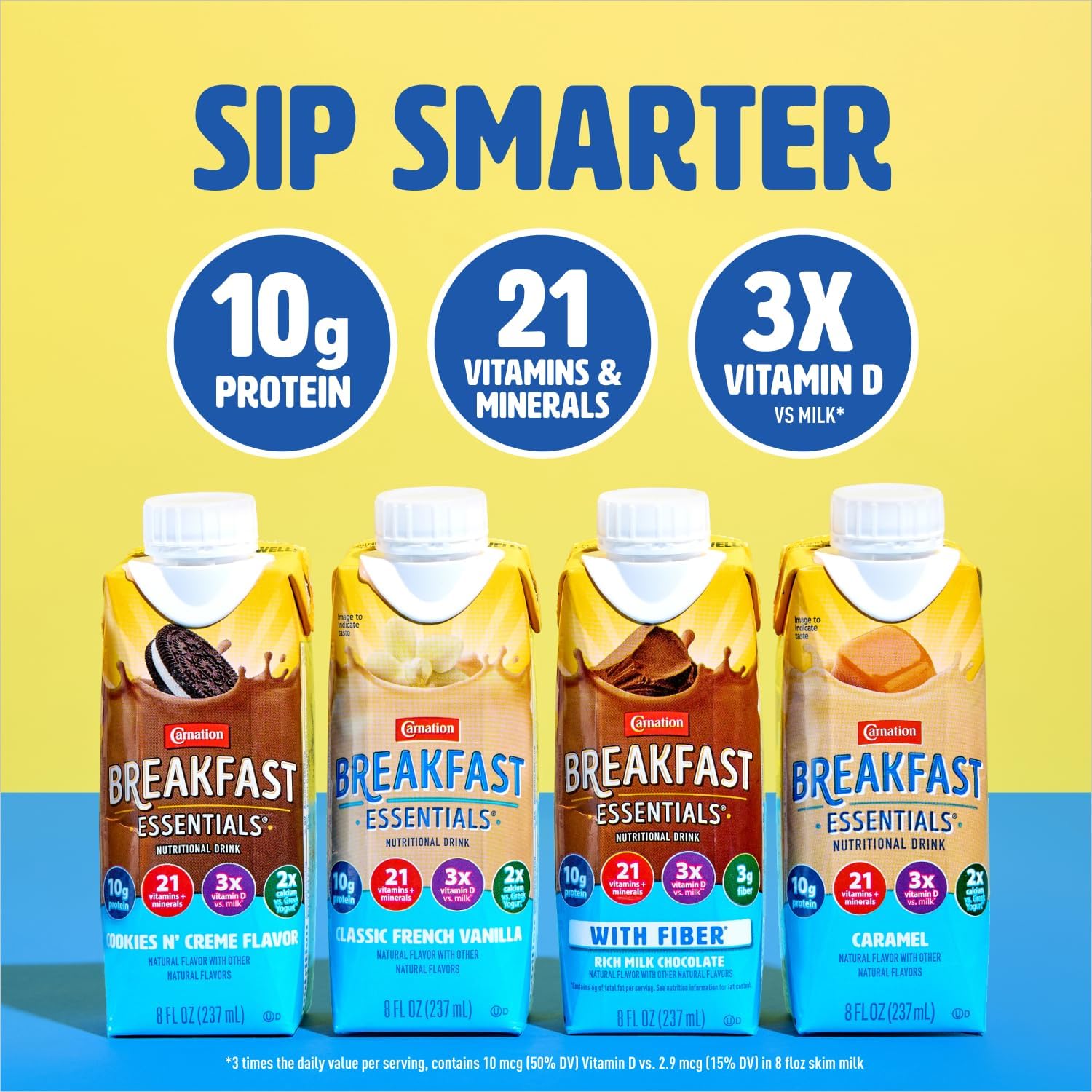 Carnation Breakfast Essentials Ready to Drink with Fiber, Chocolate, 24 pk