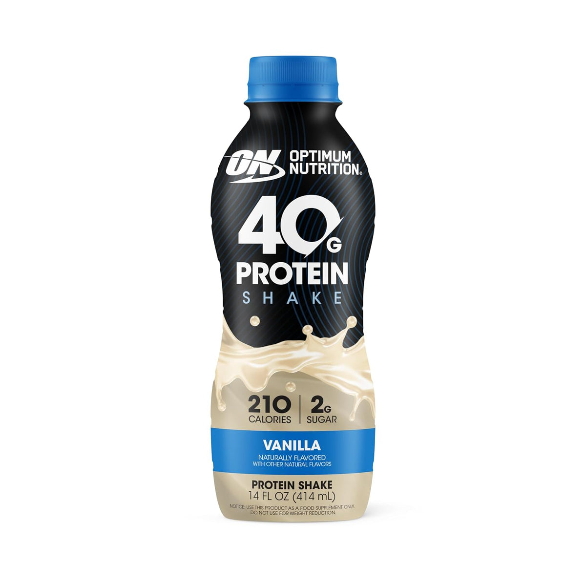 Optimum Nutrition 40g Protein Shake, Vanilla, 14 Fl Oz, 12 Ct