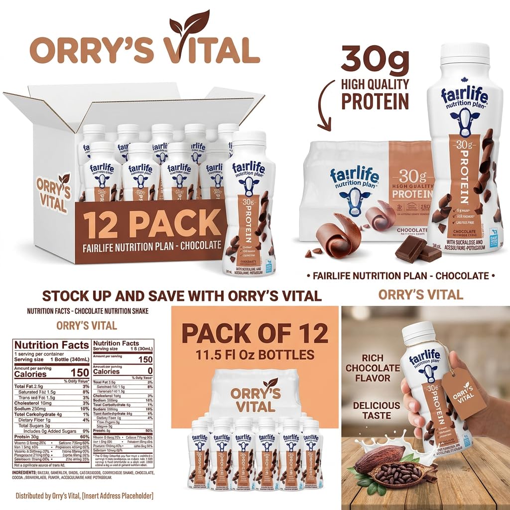 Nutrition Plan High Protein Chocolate Shake, 12 PACK. Orry's Vital