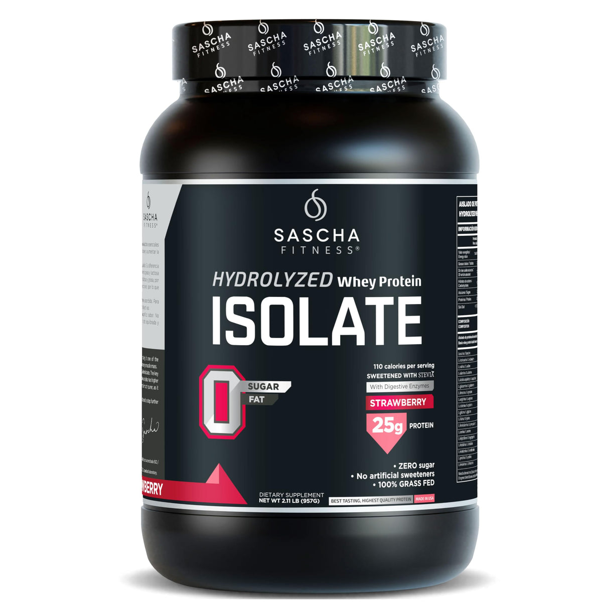 SASCHA FITNESS Hydrolyzed Whey Protein Isolate,100% Grass-Fed (2.3 Pounds, Peanut Butter)