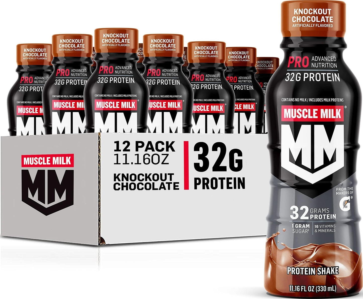 Muscle Milk Pro Advanced Nutrition Protein Shake, Intense Vanilla, 11.16 Fl Oz (Pack of 12), 32g Protein, 1g Sugar, 16 Vitamins & Minerals, 5g Fiber, Workout Recovery, Energizing Snack, Packaging May Vary