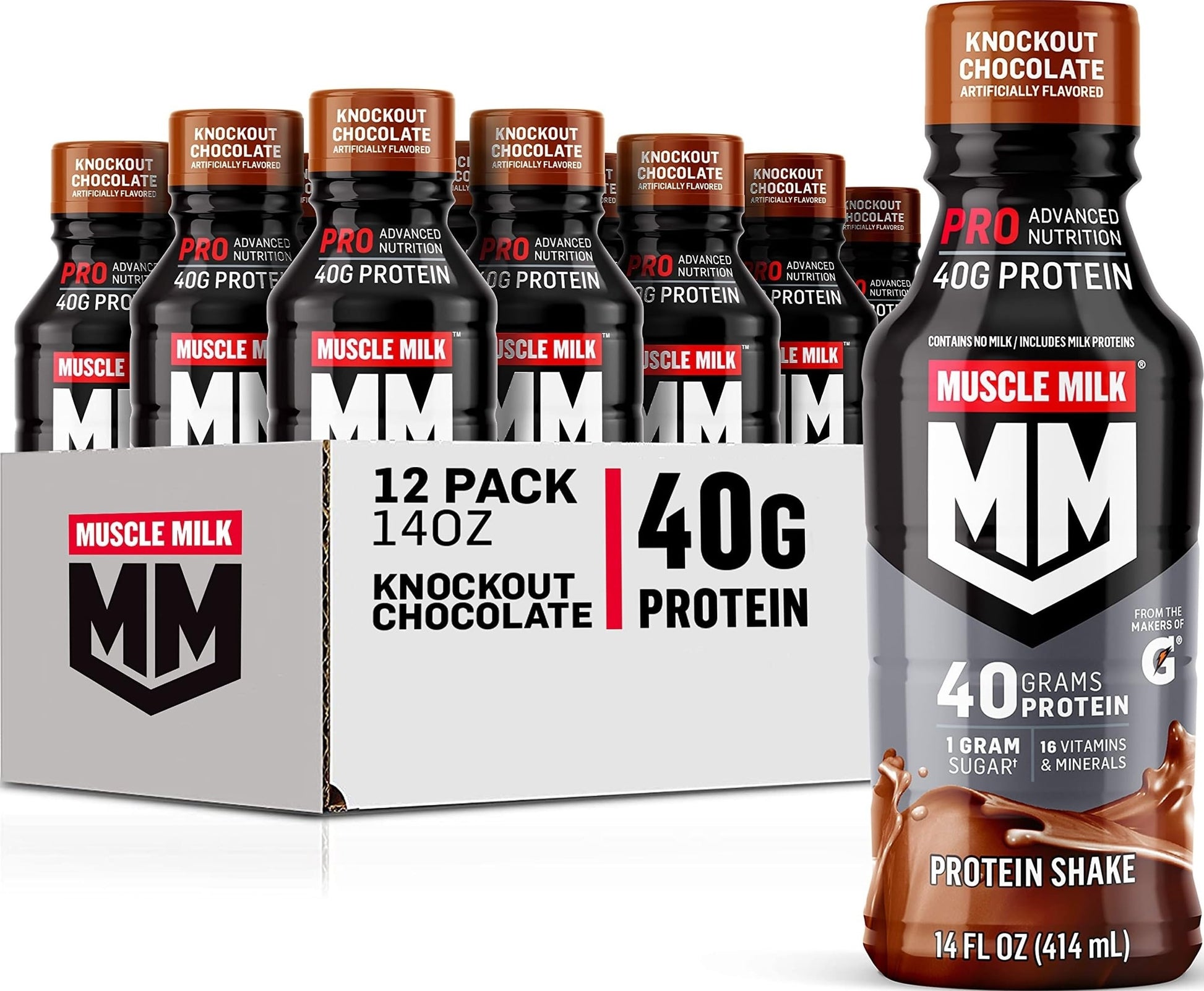 Muscle Milk Pro Series Protein Shake, Chocolate Peanut Butter, 40g Protein, 14 Fl Oz (Pack of 12)