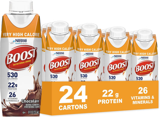 BOOST Very High Calorie Nutritional Drink, Chocolate, 8 Fl Oz, 24 pk