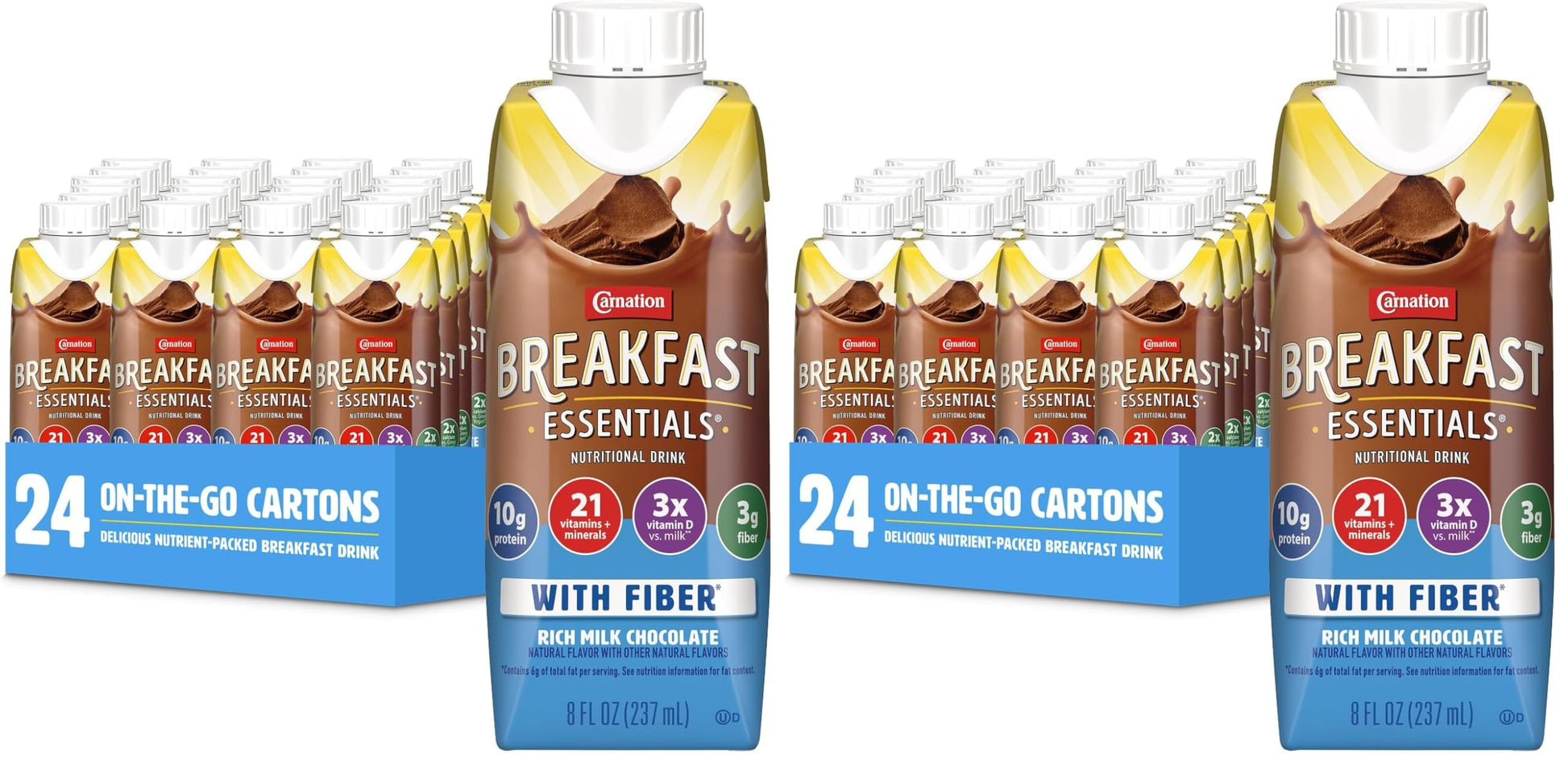 Carnation Breakfast Essentials Ready to Drink with Fiber, Chocolate, 24 pk