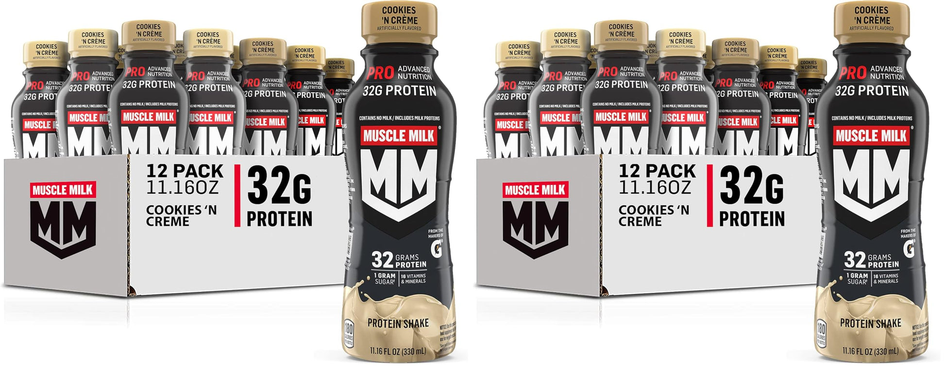 Muscle Milk Pro Advanced Nutrition Protein Shake, Intense Vanilla, 11.16 Fl Oz (Pack of 12), 32g Protein, 1g Sugar, 16 Vitamins & Minerals, 5g Fiber, Workout Recovery, Energizing Snack, Packaging May Vary